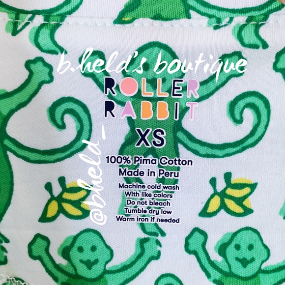Roller Rabbit Monkey Polo Pajamas in Emerald Monkey Green Size XS Brand New NWT - Picture 6 of 16